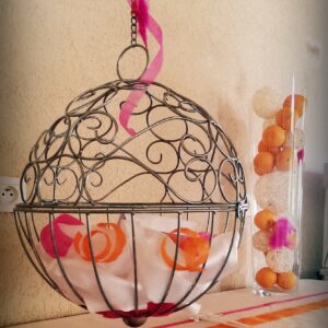 urne, tirelire, suspension, moderne, sphere, cage, location, décoration, mariage, Decorevents, Gironde, Bordeaux, Aquitaine, métal, princesse, conte de fée
